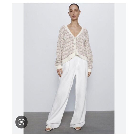 ZARA Blogger Fave Metallic Jeweled Cardigan Sz Small - Picture 1 of 6